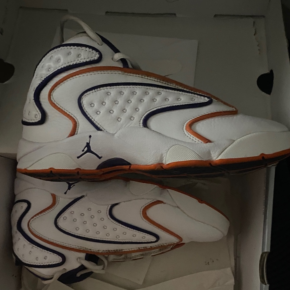 Jordan White and Orange Athletic Shoes